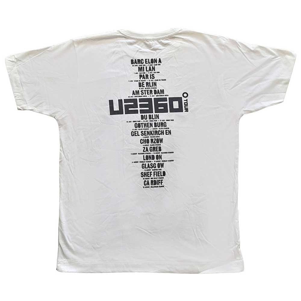 U2 Unisex T-Shirt: 360 Degree Tour 2009 Stand Up to Rock Stars (Back Print) (Ex-Tour) T-Shirt