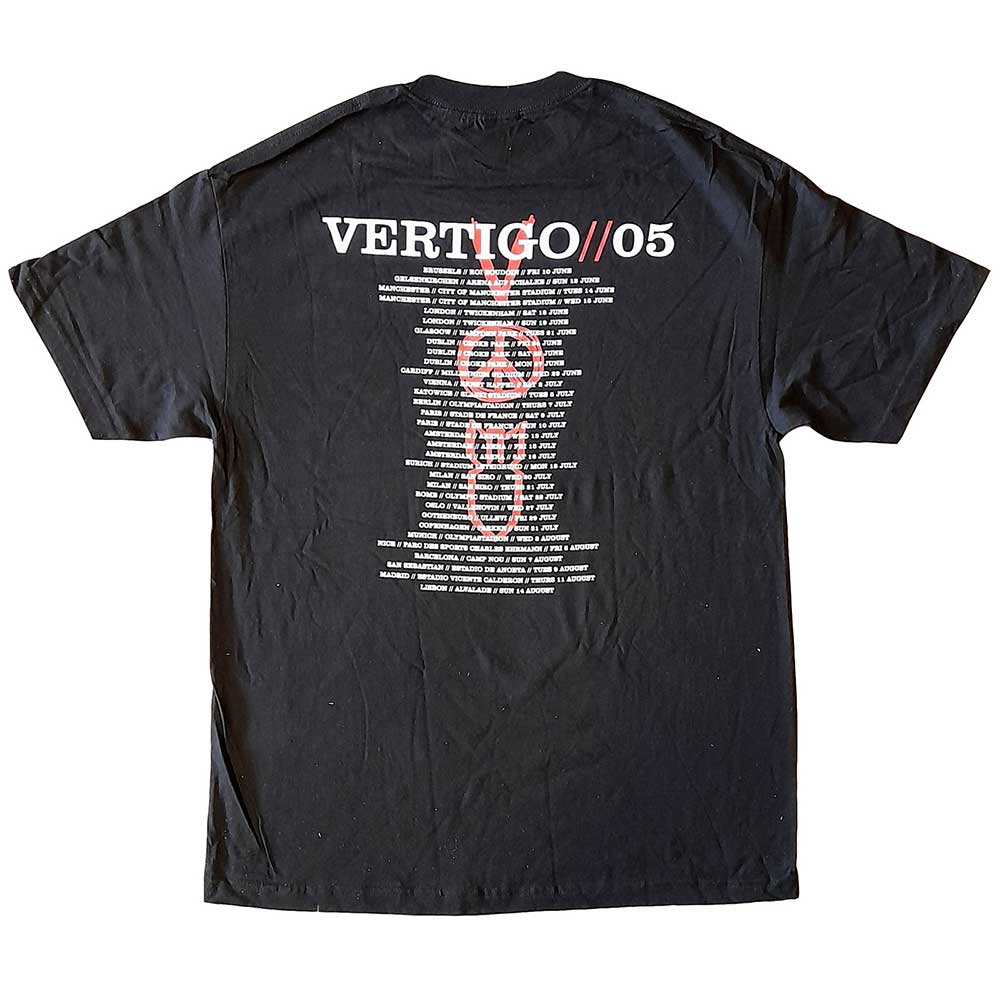 U2 Unisex T-Shirt: Vertigo Tour 2005 Symbols (Back Print) (Ex-Tour) T-Shirt