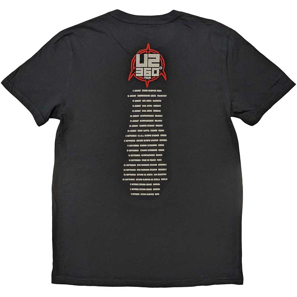 U2 Unisex T-Shirt: 360 Degree Tour 2010 Equals (Back Print & Ex-Tour) T-Shirt