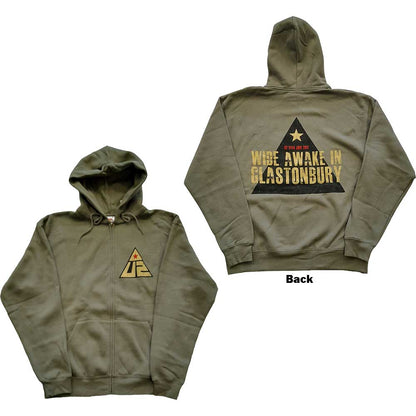 U2 Unisex Zipped Hoodie: Glastonbury 2011 Pyramid Stage (Back Print) (Ex-Tour) Ritshoodie