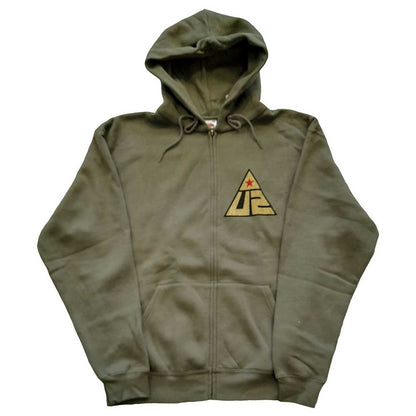U2 Unisex Zipped Hoodie: Glastonbury 2011 Pyramid Stage (Back Print) (Ex-Tour) Ritshoodie