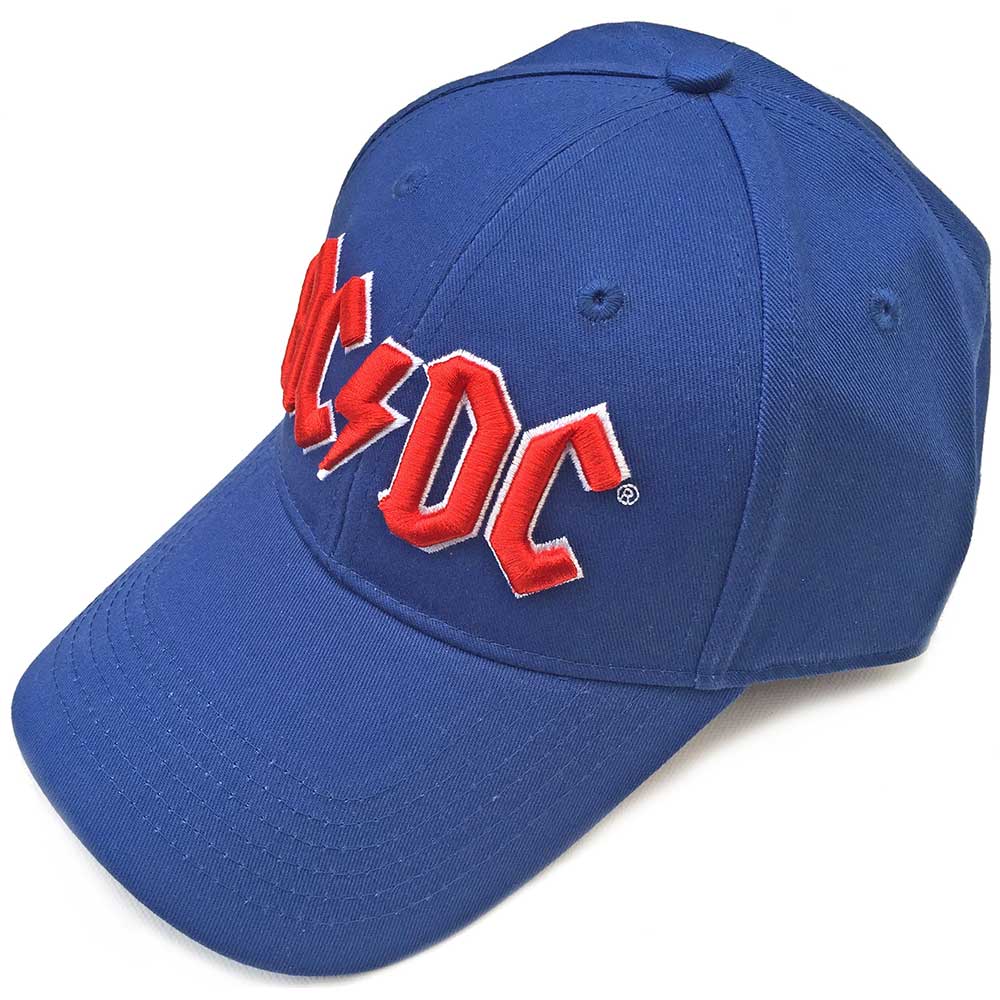 AC/DC Unisex Baseball Cap: Red Logo (Mid Blue) Baseballpet