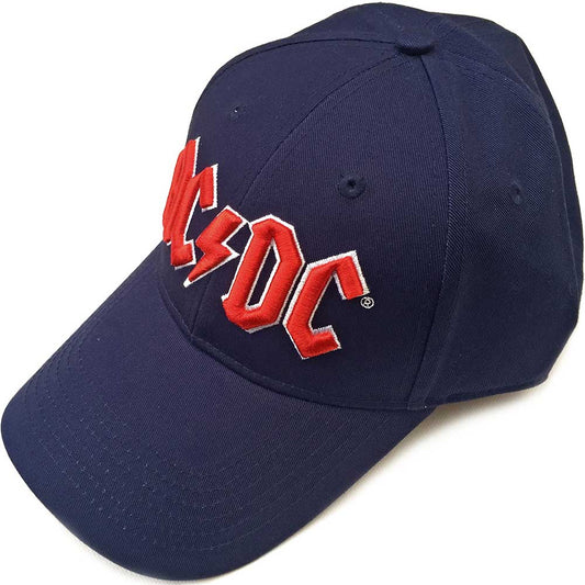 AC/DC Unisex Baseball Cap: Red Logo (Navy Blue) Baseballpet