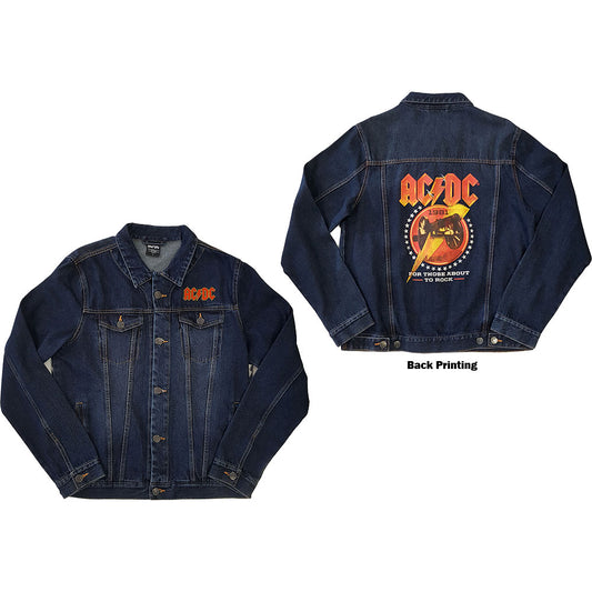 AC/DC Unisex Denim Jacket: About To Rock (Back Print) Spijkerjas