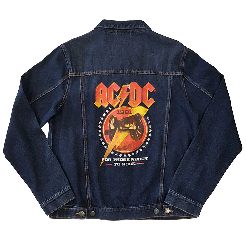 AC/DC Unisex Denim Jacket: About To Rock (Back Print) Spijkerjas