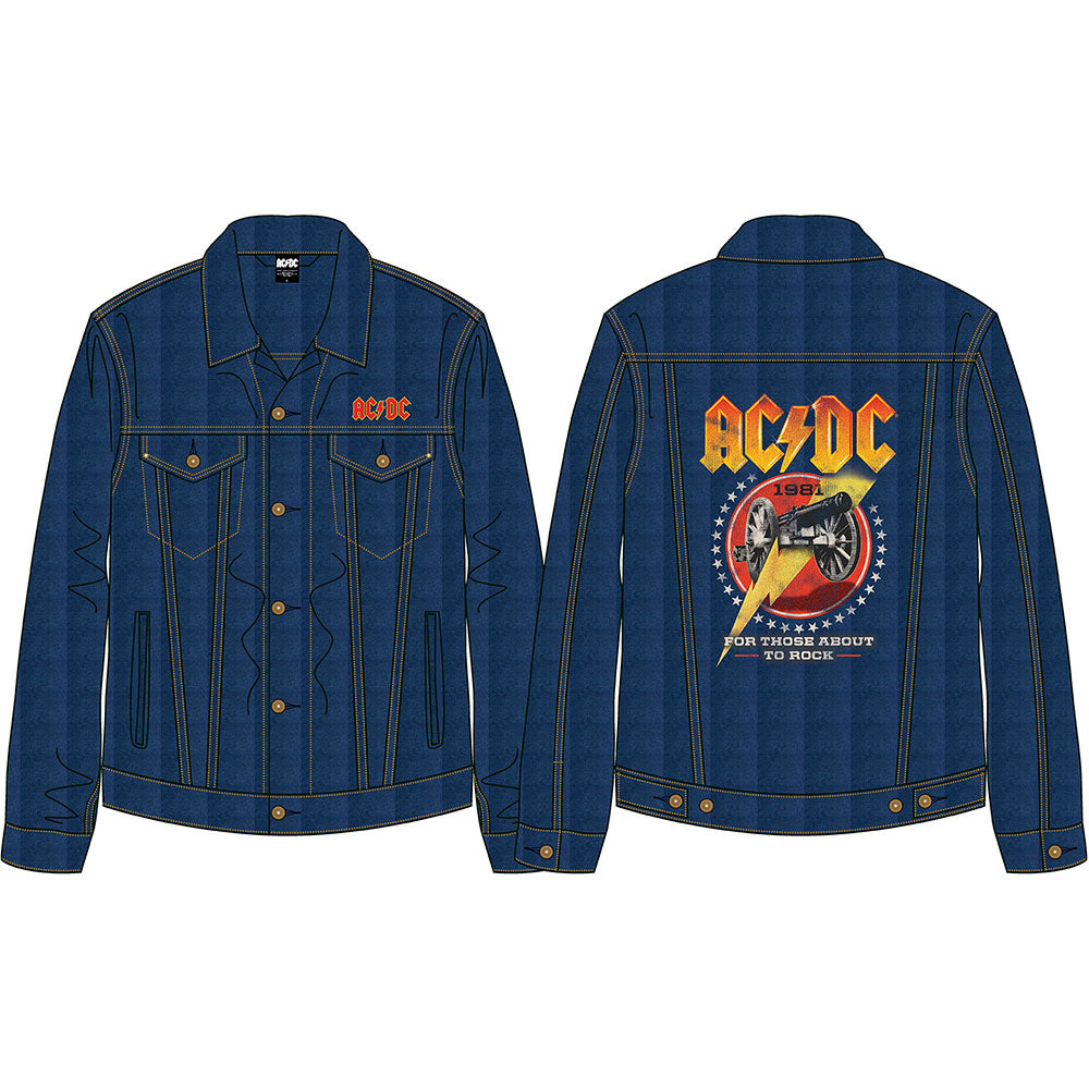 AC/DC Unisex Denim Jacket: About To Rock (Back Print) Spijkerjas