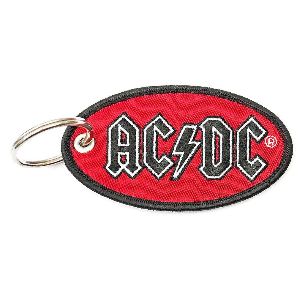 AC/DC Keychain: Oval Logo (Double Sided Patch) Sleutelhanger