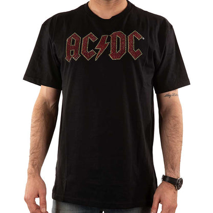 AC/DC Unisex Embellished T-Shirt: Full Colour Logo (Diamante) Embellished T-Shirt