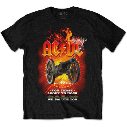 AC/DC Unisex T-Shirt: FTATR 40th Flaming (Back Print) T-Shirt