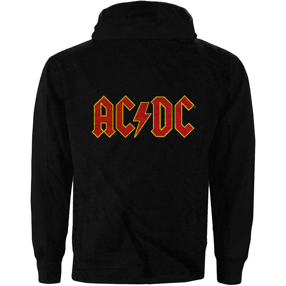 AC/DC Ladies Zipped Hoodie: Logo (Back Print) Ritshoodie