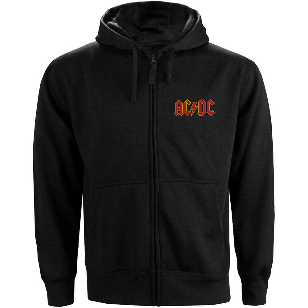 AC/DC Ladies Zipped Hoodie: Logo (Back Print) Ritshoodie