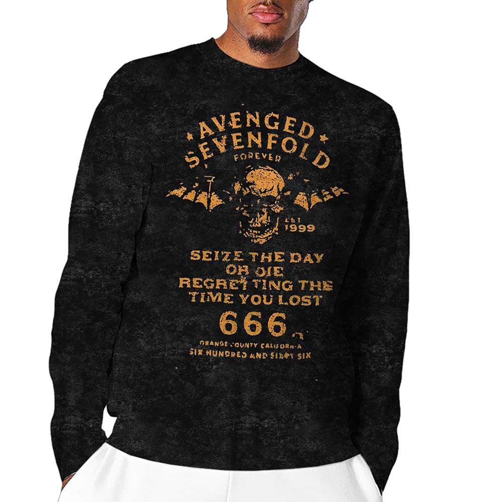 Avenged Sevenfold Unisex Long Sleeve T-Shirt: Sieze The Day (Wash Collection) Long Sleeve T-Shirt