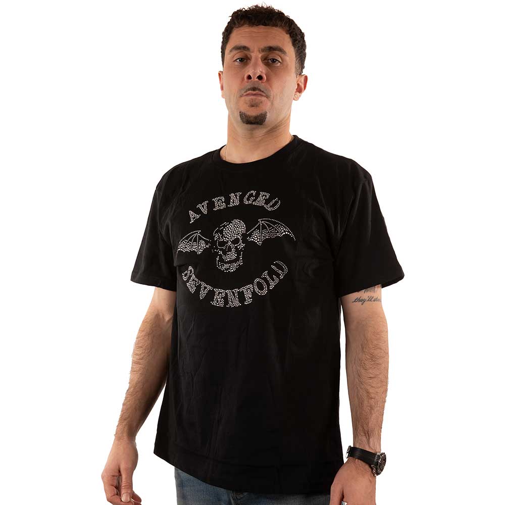 Avenged Sevenfold Unisex Embellished T-Shirt: Deathbat (Diamante) Embellished T-Shirt