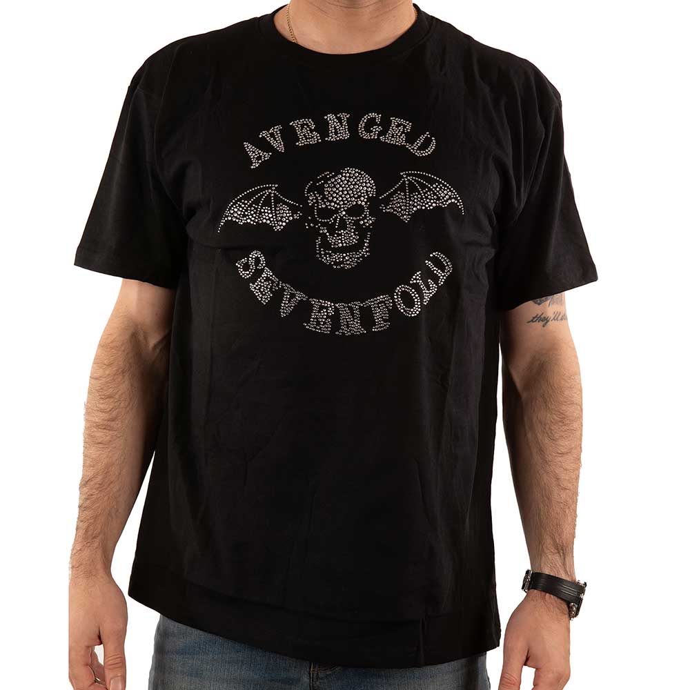 Avenged Sevenfold Unisex Embellished T-Shirt: Deathbat (Diamante) Embellished T-Shirt