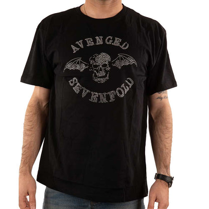 Avenged Sevenfold Unisex Embellished T-Shirt: Deathbat (Diamante) Embellished T-Shirt