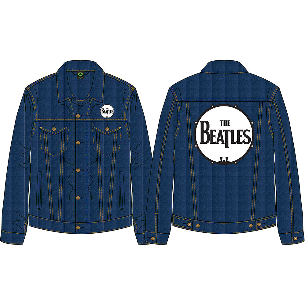 The Beatles Unisex Denim Jacket: Drum Logo (Back Print) Spijkerjas