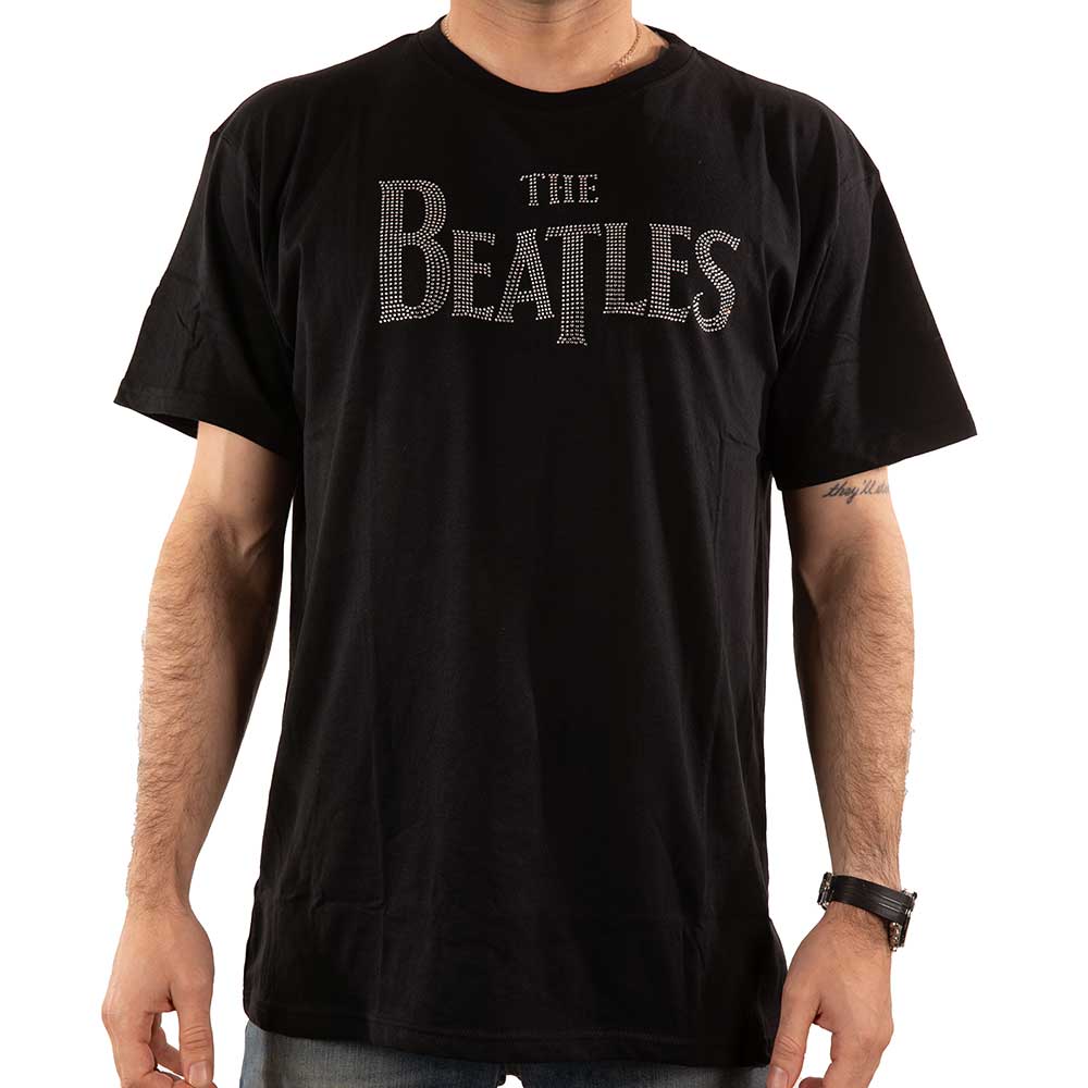 The Beatles Unisex Embellished T-Shirt: Drop T Logo (Diamante) Embellished T-Shirt