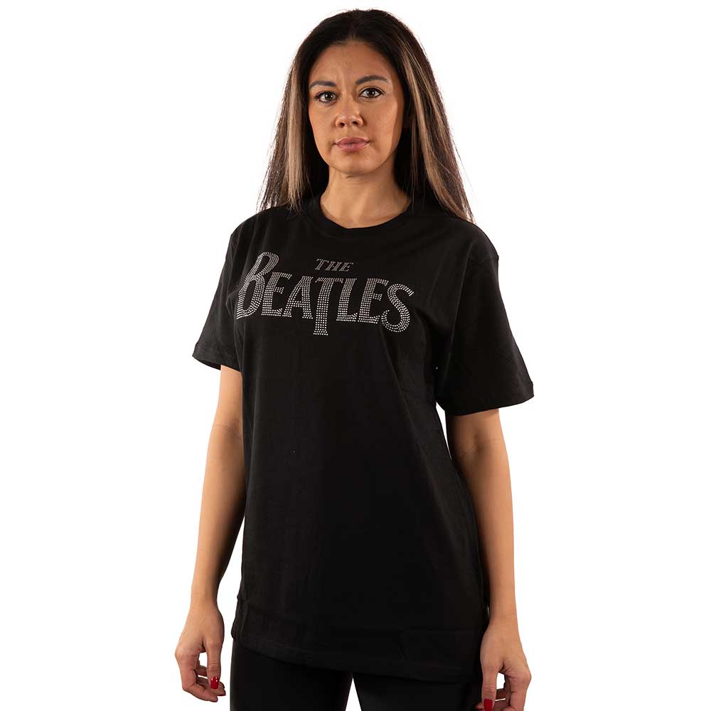 The Beatles Unisex Embellished T-Shirt: Drop T Logo (Diamante) Embellished T-Shirt