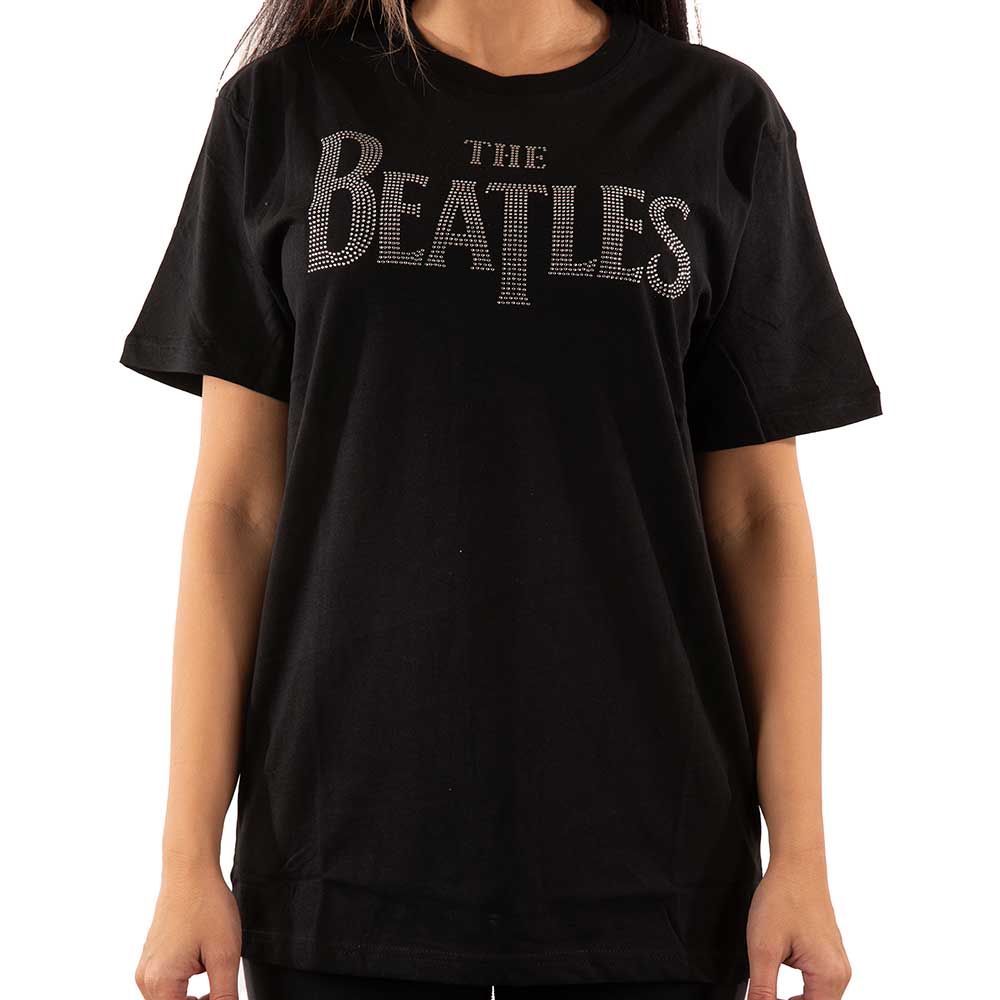 The Beatles Unisex Embellished T-Shirt: Drop T Logo (Diamante) Embellished T-Shirt