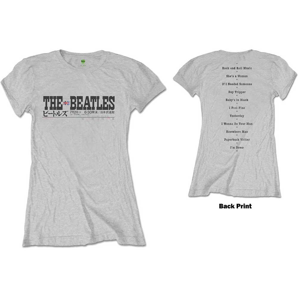 The Beatles Ladies T-Shirt: Budokan Set List (Back Print) T-Shirt