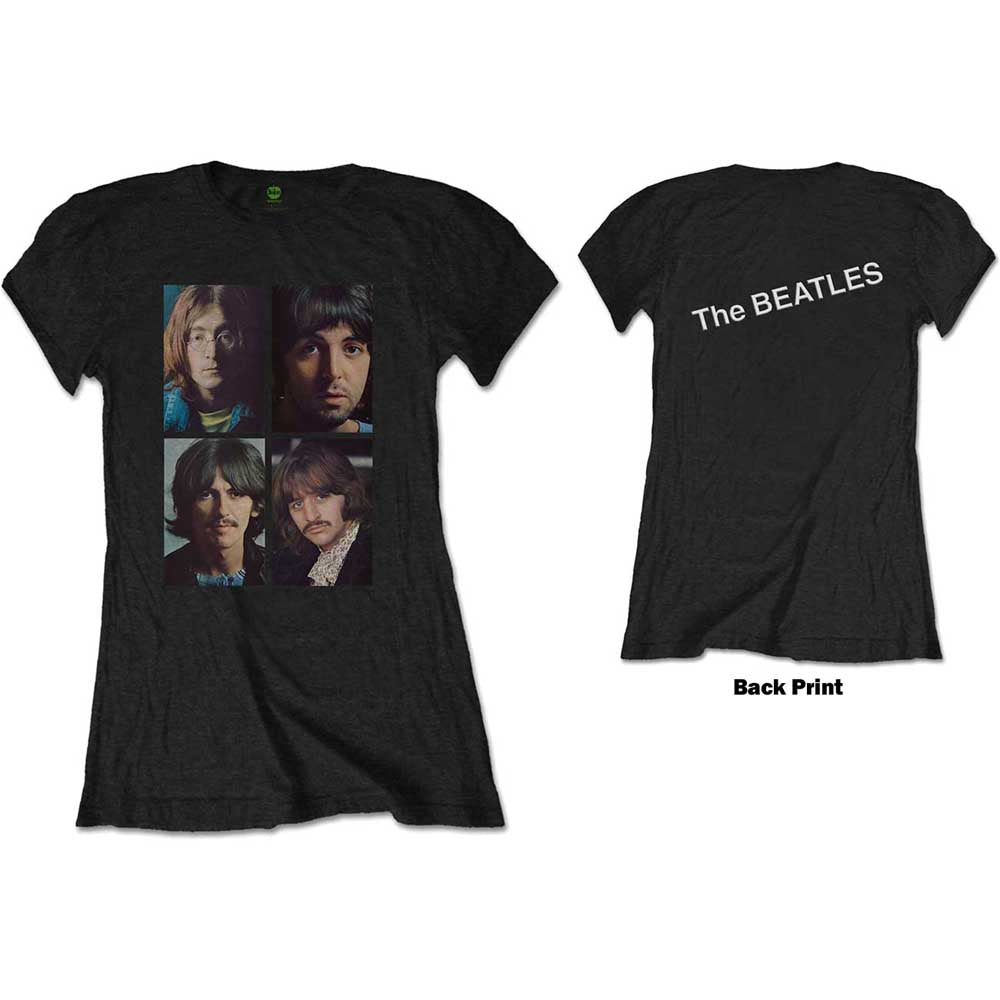 The Beatles Ladies T-Shirt: White Album Faces (Back Print) T-Shirt