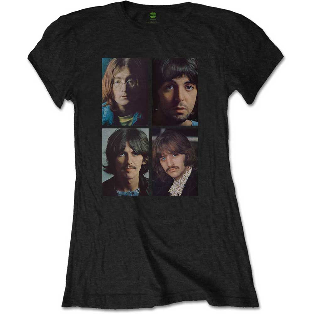 The Beatles Ladies T-Shirt: White Album Faces (Back Print) T-Shirt