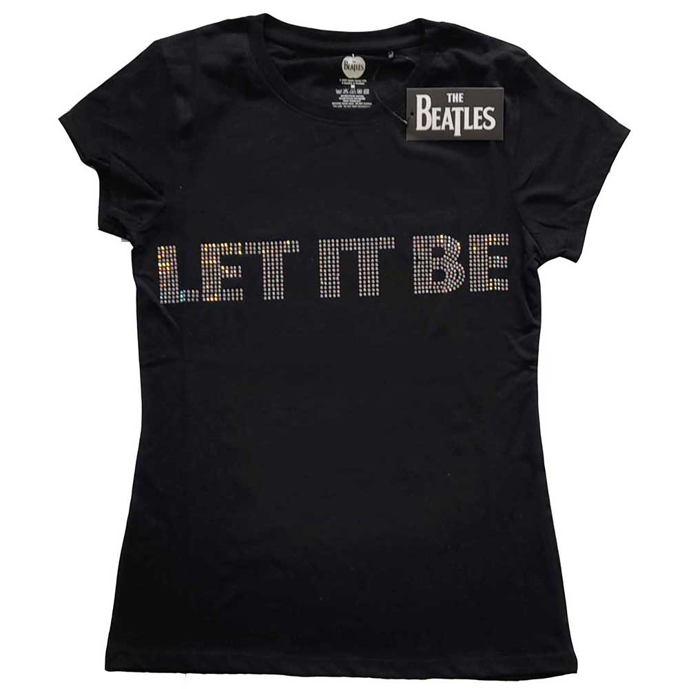 The Beatles Ladies Embellished T-Shirt: Let It Be (Diamante) Embellished T-Shirt