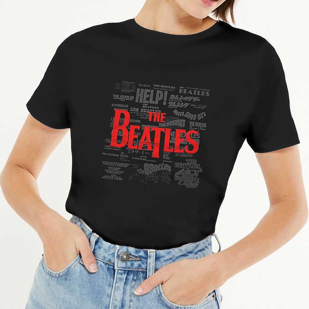 The Beatles Unisex Hi-Build T-Shirt: Titles & Logos Hi-Build T-Shirt