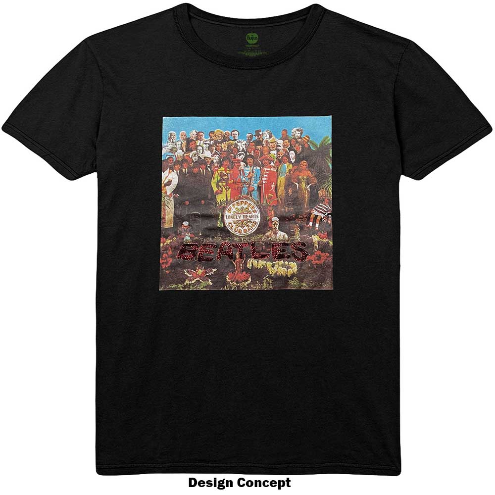 The Beatles Unisex Embellished T-Shirt: Sgt Pepper (Diamante) Embellished T-Shirt