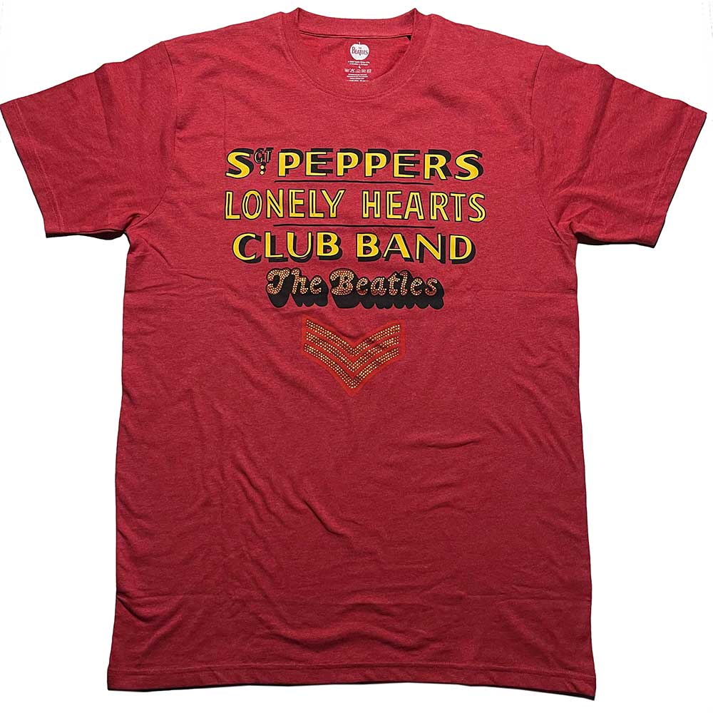 The Beatles Unisex Embellished T-Shirt: Sgt Pepper Stacked (Diamante) Embellished T-Shirt