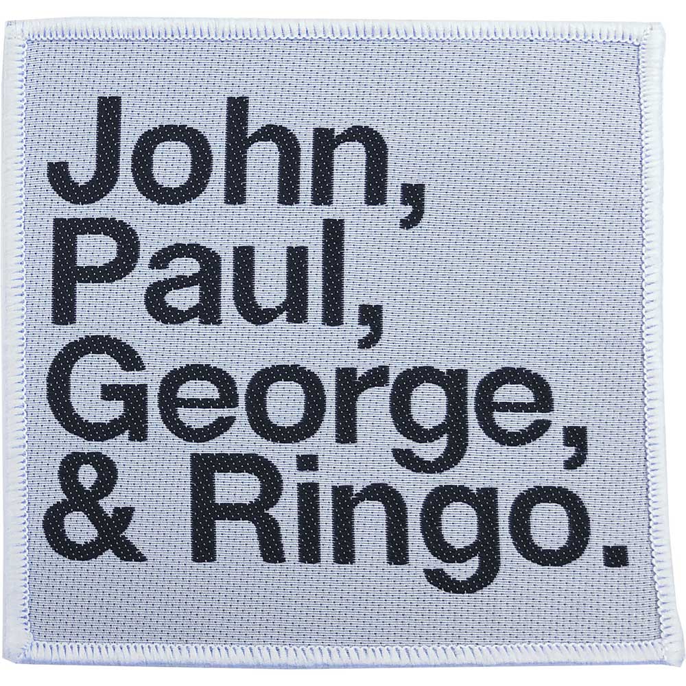 The Beatles Standard Patch: John, Paul, George, Ringo Black on White Standaard patch