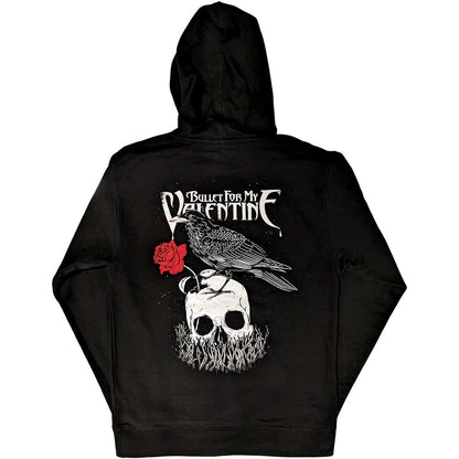 Bullet For My Valentine Unisex Pullover Hoodie: Logo & Raven (Back Print) Trui met capuchon