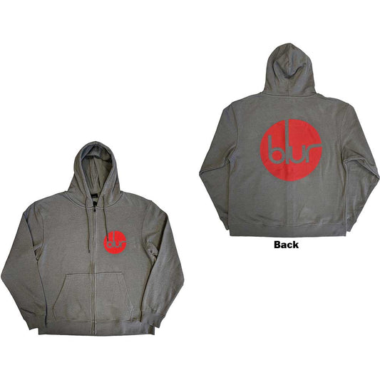 Blur Unisex Zipped Hoodie: Circle Logo (Back Print) Ritshoodie