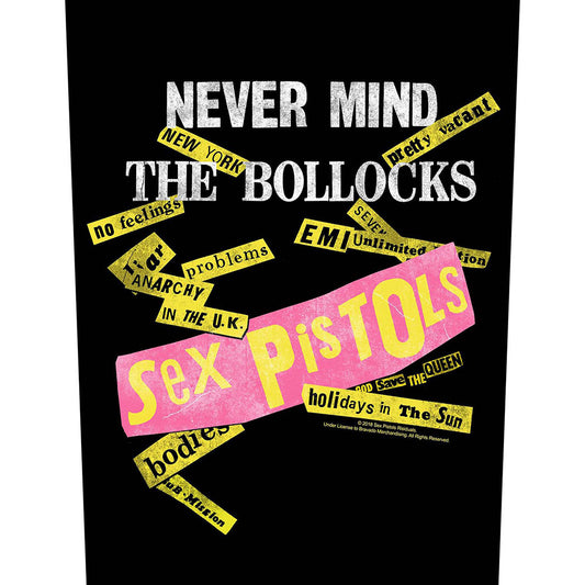 The Sex Pistols Back Patch: Never Mind the Bollocks Album Tracks Black Achterpatch