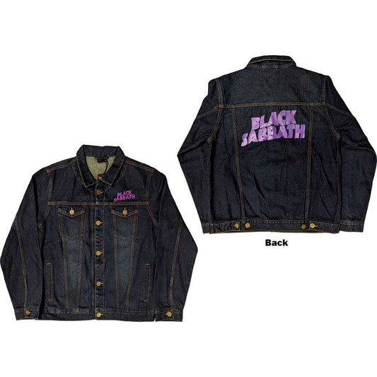 Black Sabbath Unisex Denim Jacket: Wavy Logo (Back Print) Spijkerjas