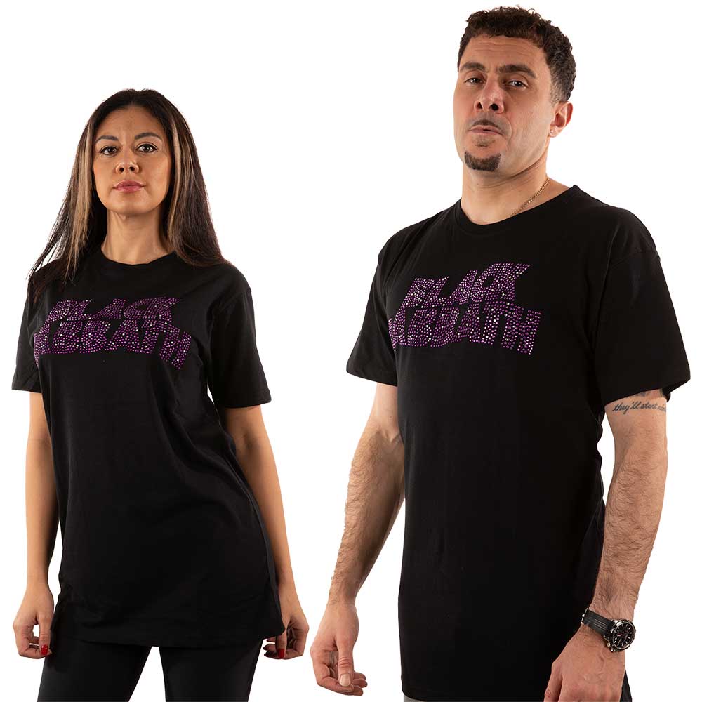 Black Sabbath Unisex Embellished T-Shirt: Wavy Logo (Diamante) Embellished T-Shirt