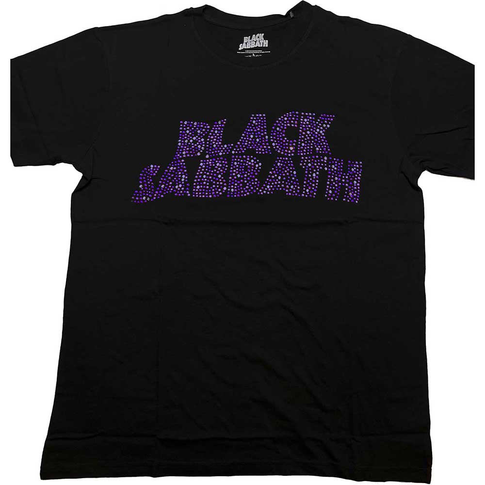 Black Sabbath Unisex Embellished T-Shirt: Wavy Logo (Diamante) Embellished T-Shirt