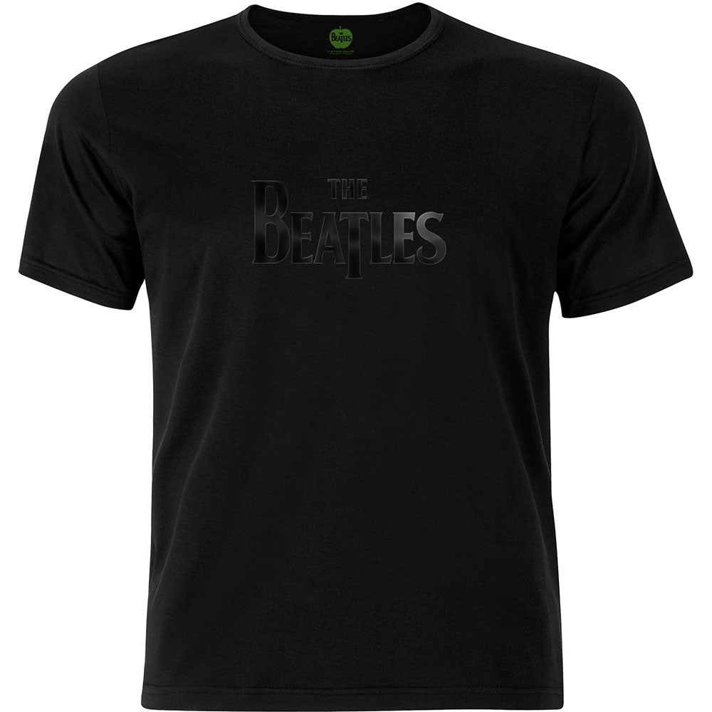 The Beatles Unisex Hi-Build T-Shirt: Drop T Logo (Black-On-Black) Hi-Build T-Shirt