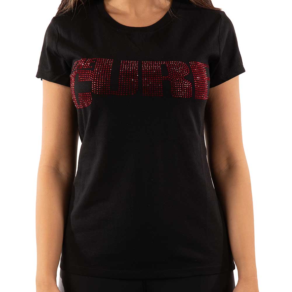 The Cure Ladies Embellished T-Shirt: Logo (Diamante) Embellished T-Shirt