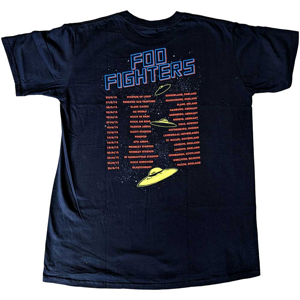 Foo Fighters Unisex T-Shirt: UFOS 2015 European Tour (Back Print) (Ex-Tour) T-Shirt