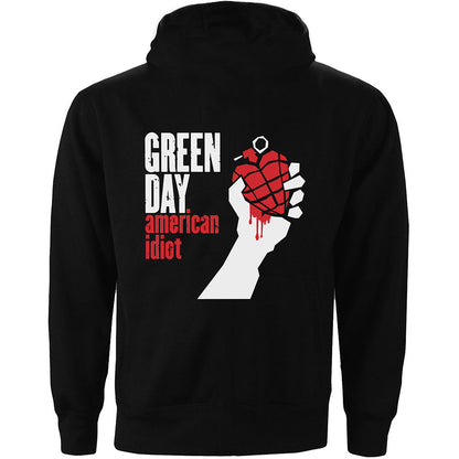 Green Day Unisex Zipped Hoodie: American Idiot (Back Print) Ritshoodie