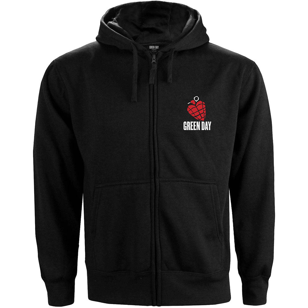 Green Day Unisex Zipped Hoodie: American Idiot (Back Print) Ritshoodie