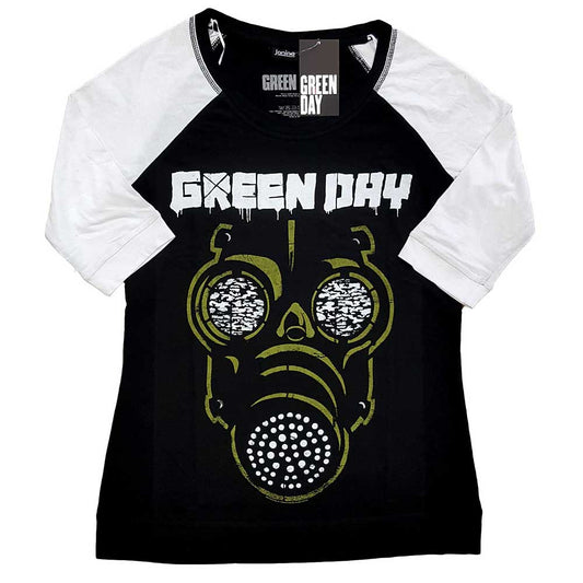 Green Day Ladies Raglan T-Shirt: Green Mask Raglan T-Shirt