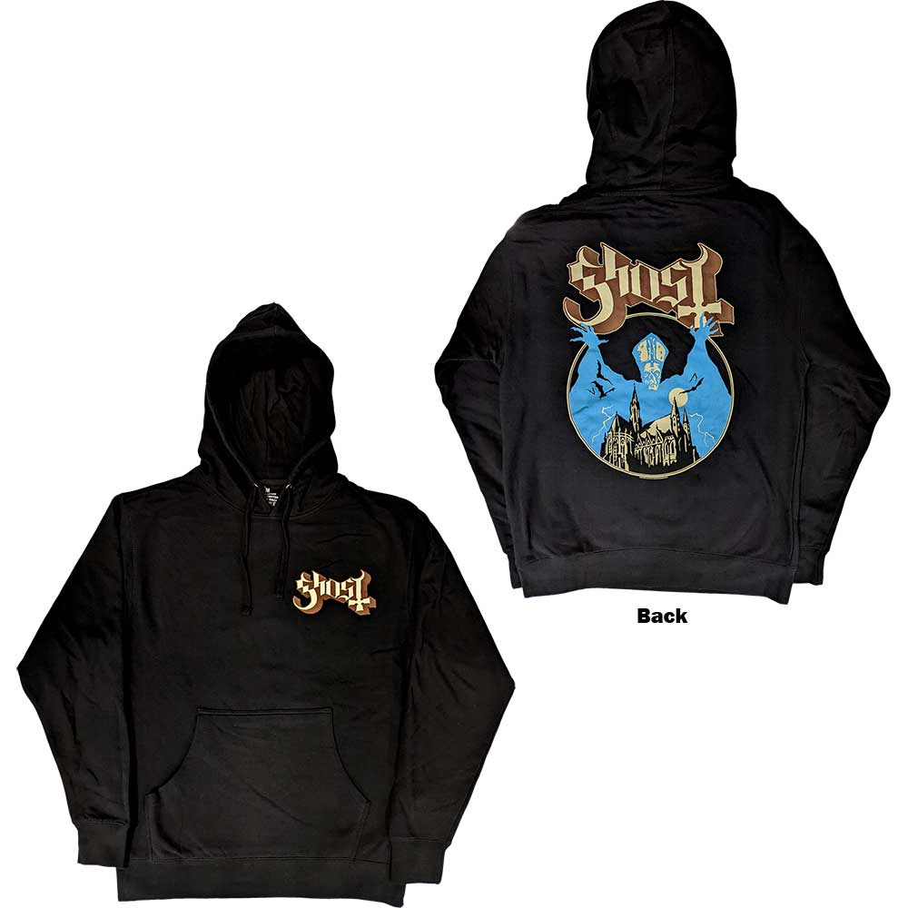 Ghost Unisex Pullover Hoodie: Pocket Logo & Opus (Back Print) Trui met capuchon