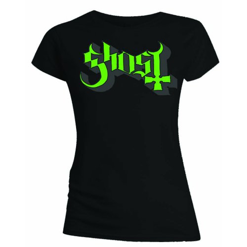 Ghost Ladies T-Shirt: Green/Grey Keyline Logo (Skinny Fit) T-Shirt