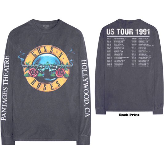 Guns N' Roses Unisex Long Sleeve T-Shirt: Hollywood Tour (Back & Sleeve Print) Long Sleeve T-Shirt