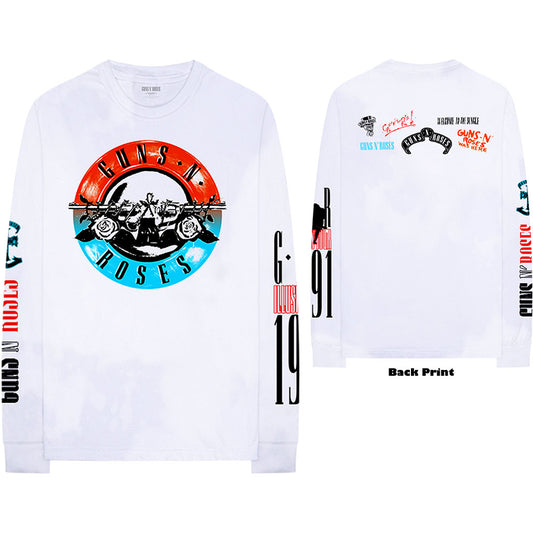 Guns N' Roses Unisex Long Sleeve T-Shirt: Motorcross Logo (Back & Sleeve Print) Long Sleeve T-Shirt