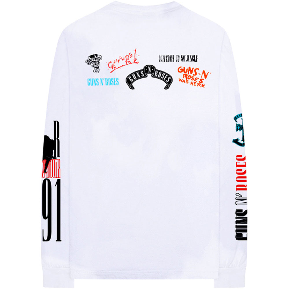 Guns N' Roses Unisex Long Sleeve T-Shirt: Motorcross Logo (Back & Sleeve Print) Long Sleeve T-Shirt