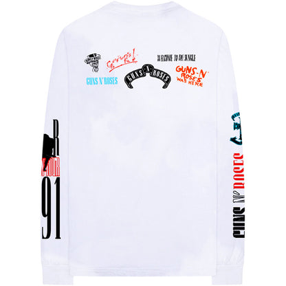 Guns N' Roses Unisex Long Sleeve T-Shirt: Motorcross Logo (Back & Sleeve Print) Long Sleeve T-Shirt