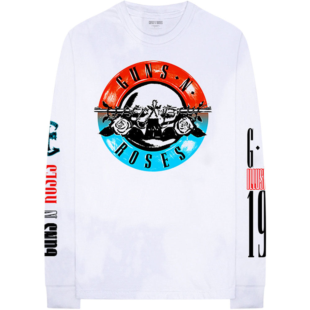 Guns N' Roses Unisex Long Sleeve T-Shirt: Motorcross Logo (Back & Sleeve Print) Long Sleeve T-Shirt